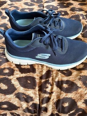 Skechers Navy and White Mesh Lace-Up Sneakers